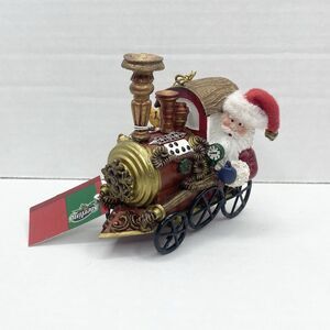 Sterling Ornament Santa Claus and Bear On Train Resin Heavy-weight